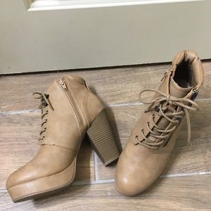 NWOT Tan and Brown Ankle Boots